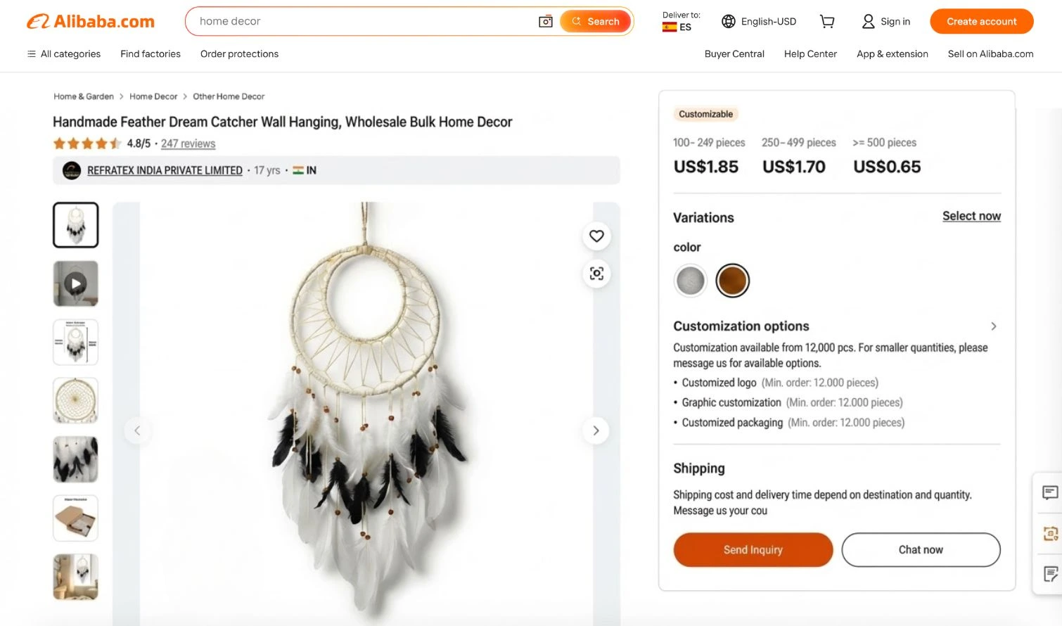 Listado Alibaba optimizado por Vistiko